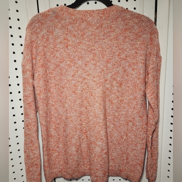 LOFT Cotton Knit Sweater Crew Neck Long Sleeve Orange Small - Picture 6 of 6